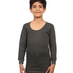 Neva Kids Black Cotton Striped Full Sleeves Thermal Top-image-1