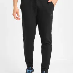 Adidas Black Cotton Regular Fit Striped Joggers-picture-48