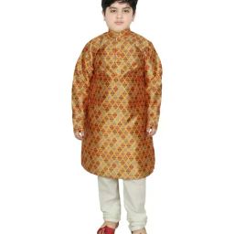 SG Yuvraj Kids Yellow & White Printed Full Sleeves Kurta Set-image-59