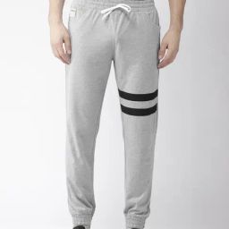Hubberholme Grey Slim Fit Striped Joggers-image-61