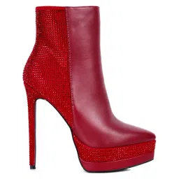 London Rag Women's Burgundy Stiletto Booties-51