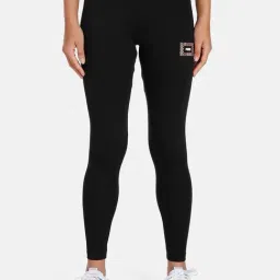 Puma Black Cotton Logo Print Mid Rise Tights-image-74