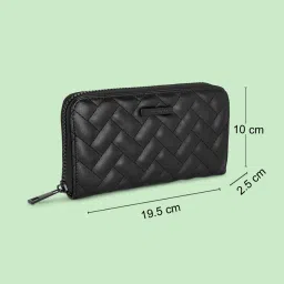 Forever Glam by Pantaloons Black Textured Medium Zip Around Wallet for Women image 4