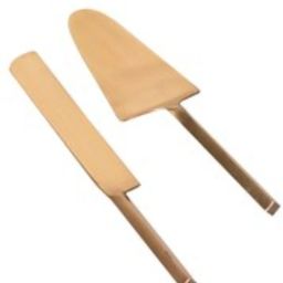 Nestroots Cake Cutting Knife Spatula Server Set of 2 Serve Serving Set Pizza Slicer Dessert Pie Gold image 4