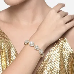 Zaveri Pearls Gold Tone Dazzling Kundan & Austrian Diamond Ethnic Bracelet-ZPFK16498 image 4
