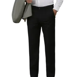 Louis Philippe Black Slim Fit Solid Trousers-picture-36