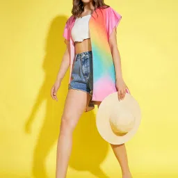 StyleStone Multicolor Rainbow Print Open Shrug image 4