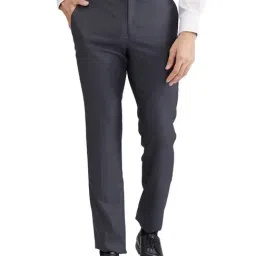 Raymond Grey Slim Fit Self Pattern Trousers-picture-44
