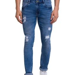 Parx Blue Skinny Fit Distressed Jeans-image-30