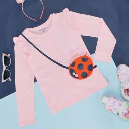 Pantaloons Junior Pink Cotton Regular Fit Full Sleeves Top-picture-2