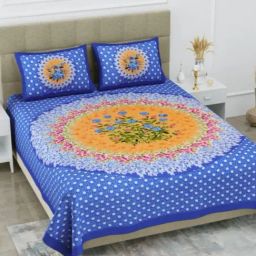Living Roots Printed Blue 240 TC Cotton Bedsheet with 2 Pillow Covers-image-92