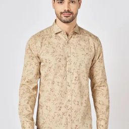 Byford By Pantaloons Beige Cotton Slim Fit Printed Shirt-picture-47