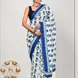 Lovwear Blue Pure Cotton Sarees-picture-4
