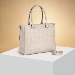 Forever Glam by Pantaloons Grey PU Textured Tote Handbag-picture-27