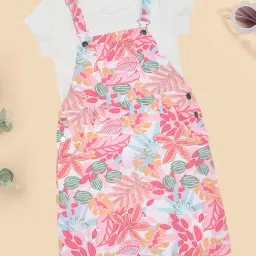 Pantaloons Junior Girls Egret Printed Dungaree Set-picture-40