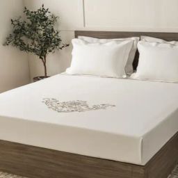 Sansaar Cotton White Abstract 210 TC King Size Bed with 2 Pillow Covers-image-83