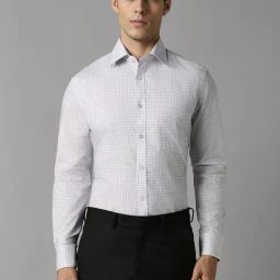 Louis Philippe White Cotton Regular Fit Printed Shirt-picture-2