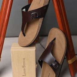 Louis Stitch Men's Brunette Brown T-strap Sandals-picture-17