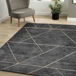 OBSESSIONS Charcoal & Beige Geometric Machine Made Carpet - Medium (230 cm x 160 cm)-picture-46