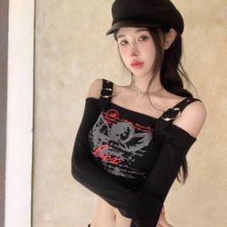 KPOP Women Printed Bell Sleeve Crop Top-picture-36