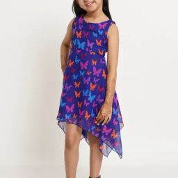 Creative Kid's Girls Blue & Purple Printed Dress-image-73