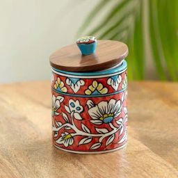 ExclusiveLane Mughal-e-Zahra Red & Brown Ceramic Air-Tight Storage Container-26