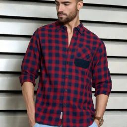 High Star Multi Cotton Regular Fit Checked Shirt-5