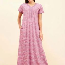 Sweet Dreams Pink Cotton Printed Nighty-image-95