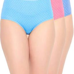 Clovia Pink & Blue Cotton Printed Hipster Panties - Pack Of 3-image-64