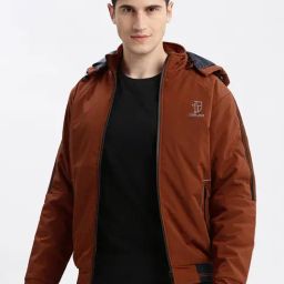SHOWOFF Rust Nylon Slim Fit Solid Jacket-picture-17