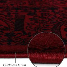 OBSESSIONS Black Red Classical Machine Made Carpet - Large (290 cm x 200 cm) image 3