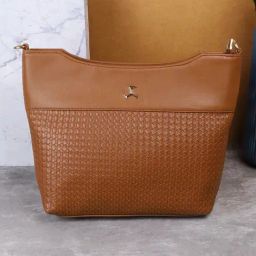Mochi Tan Textured Medium Shoulder Handbag-image-20