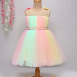 Ministitch Girls Multicolor Flared Fit Party Dress-picture-40