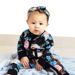 THE PLUSH CLUB Infants Floral Printed Round Neck Rompers-image-81