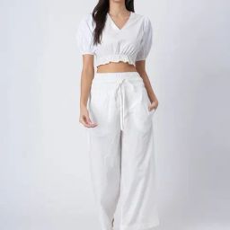 Moomaya White Cotton Regular Fit Co-Ord Set-picture-39