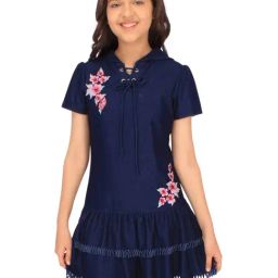 Cutecumber Kids Navy Embroidered Dress-image-60