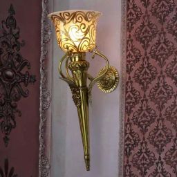 Fos Lighting Gold Brass Traditional Single Torch Mashal Wall Lamp-image-34