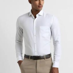 Peter England Elite White Cotton Slim Fit Shirt-image-3