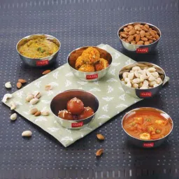 HAZEL Silver Stainless Steel Large Serving Bowls - Set of 6-picture-25