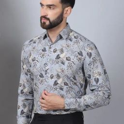 Indian Needle Grey Regular Fit Printed Shirt-picture-11