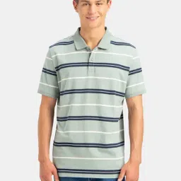 Jockey Green Cotton Stripes Short sleeves T-Shirts-image-10