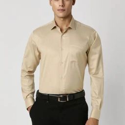 Van Heusen Khaki Cotton Regular Fit Texture Shirt-image-11