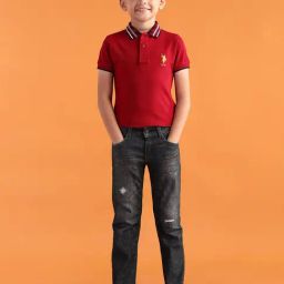 US Polo Kids Boys Grey Cotton Jeans-image-36