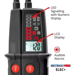 Metravi Two-pole Voltage Tester with LCD display and LED signaling ±3% Black, PRO-ELEC+ image 2