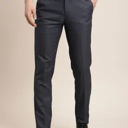 Turtle Men Textured Tailored Skinny Fit Formal Trousers-image-85