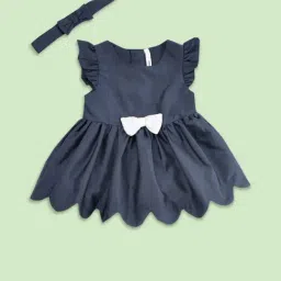 Pantaloons Baby Navy Cotton Applique Party Dress-picture-5