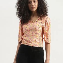 United Colors of Benetton Yellow Printed Top-image-33