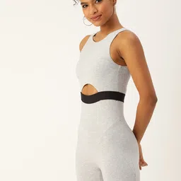 FOREVER 21 Solid Cut-Out Playsuit With Elasticated Tape Detail image 3