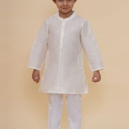 Sethukrishna Boys Regular Dupion Silk Kurta with Pyjamas-0