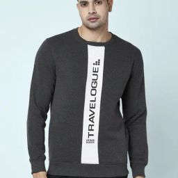 Urban Ranger by Pantaloons Charcoal Melange Regular Fit Colour Block Sweatshirt-image-77